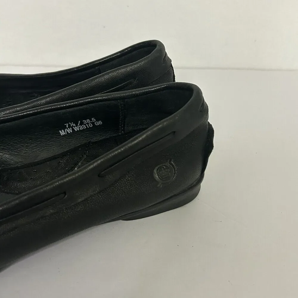 Born Black Leather Penny Loafers Slip On Shoes Flats W3310 - Picture 5 of 8